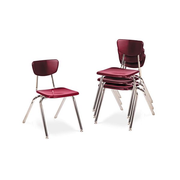 VIR301650 Virco 3000 Series Classroom Chairs, 16" Seat Height, Wine, 4/Carton