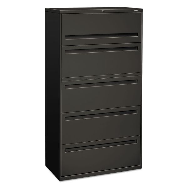 HON785LS HON 700 Series Five-Drawer Lateral File w/Roll-Out & Posting Shelf, 36w, Charcoal