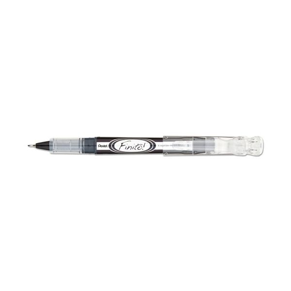 PENSD98A Pentel Finito! Porous Point Pen, .4mm, Black/Silver Barrel, Black Ink