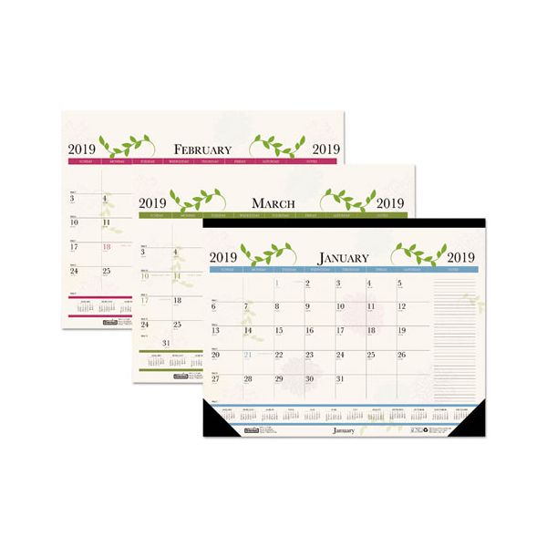 HOD184 House of Doolittle Recycled Floral Desk Pad Calendar, 22 x 17, 2019