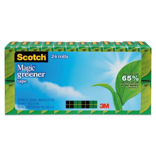 MMM81224P Scotch Magic Greener Tape, 3/4" x 900", 1" Core, 24 Rolls/Pack