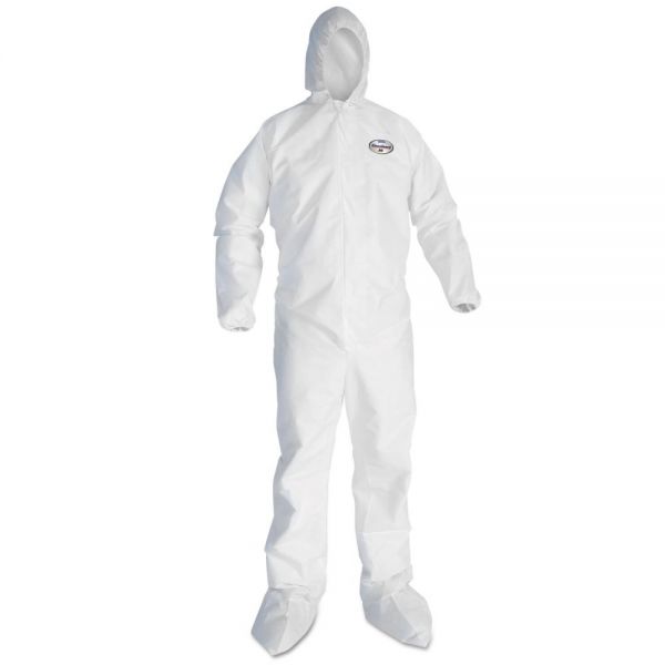 KCC46145 KleenGuard* A30 Elastic-Back and Cuff Hooded Coveralls, 2X-Large, White, 25/Carton