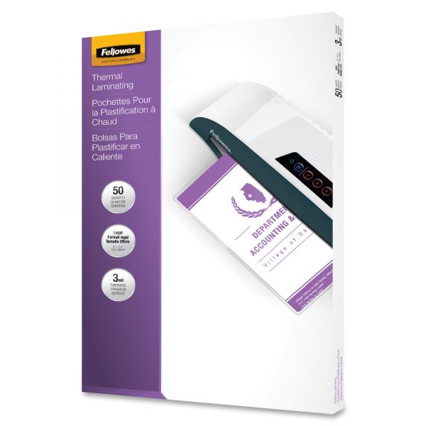 FEL52226 Fellowes Laminating Pouches, 3mil, 9 x 14 1/2, 50/Pack