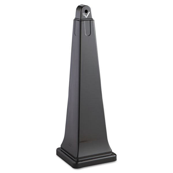 RCP257088BLA Rubbermaid Commercial GroundsKeeper Cigarette Waste Collector, Pyramid, Plastic/Steel, Black