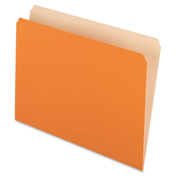 PFX152ORA Pendaflex Colored File Folders, Straight Top Tab, Letter, Orange/Light Orange, 100/Box