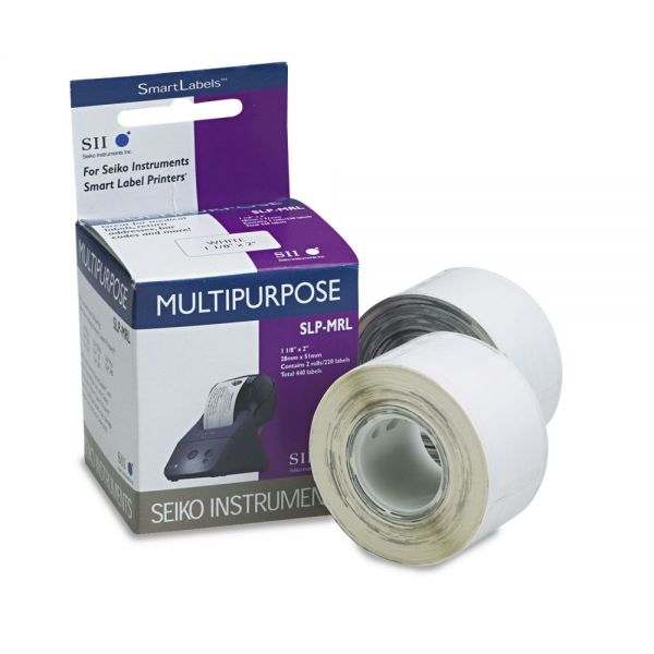 SKPSLPMRL Seiko Self-Adhesive Multipurpose Labels, 1-1/8 x 2, White, 440/Box