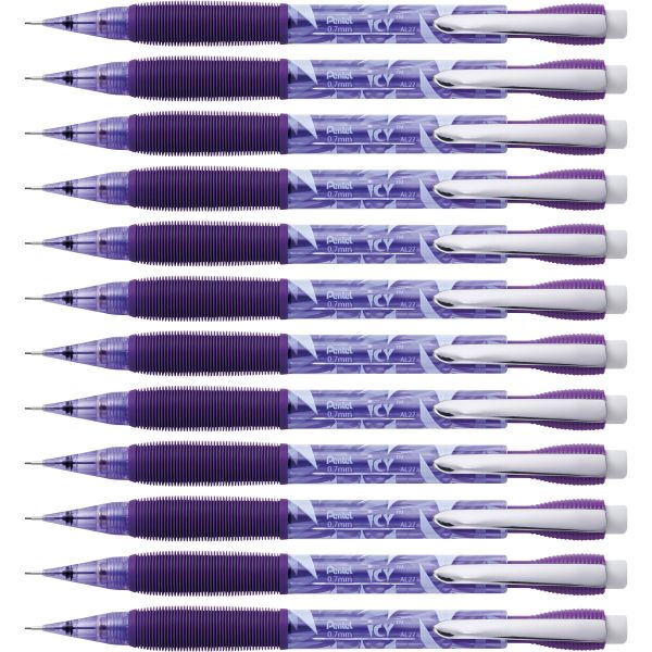 PENAL27TV Pentel Icy Mechanical Pencil, .7mm, Trans Violet, Dozen