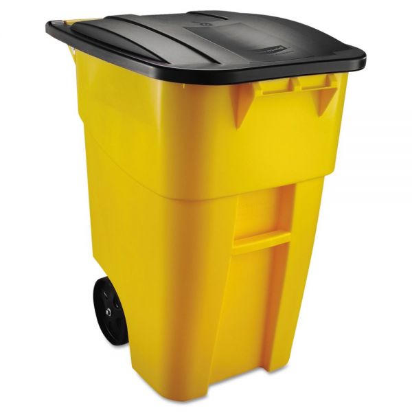 RCP9W27YEL Rubbermaid Commercial Brute Rollout Container, Square, Plastic, 50 gal, Yellow