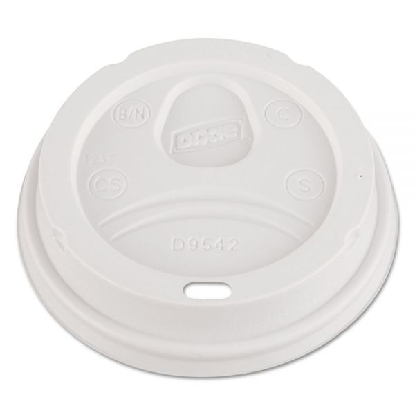 DXED9542PK Dixie Dome Drink-Thru Lids, Fits 12 oz. & 16 oz. Paper Hot Cups, White, 100/Pack