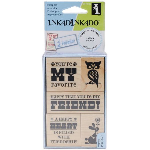 NOTM283100 Inkadinkado Mounted Rubber Stamp Set 5/Pkg 2.5"X4"