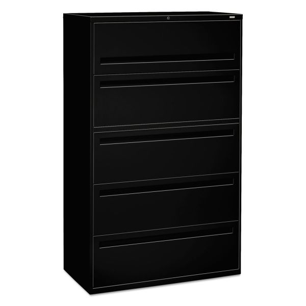HON795LP HON 700 Series Five-Drawer Lateral File w/Roll-Out & Posting Shelves, 42w, Black