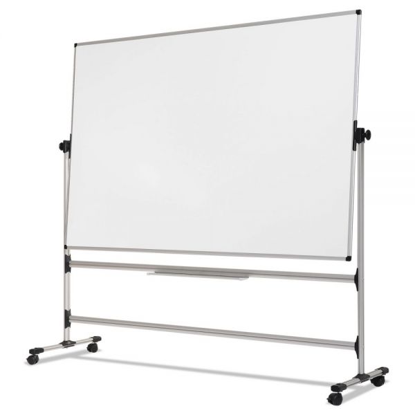 BVCRQR0221 MasterVision Earth Silver Easy Clean Revolver Dry Erase Board, 36 x 48, White, Steel Frame