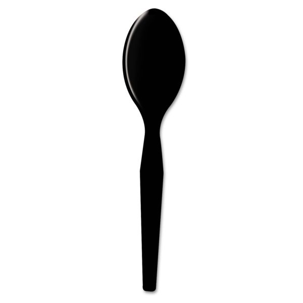 DXETM517 Dixie Plastic Cutlery, Heavy Mediumweight Teaspoons, Black, 1000/Carton