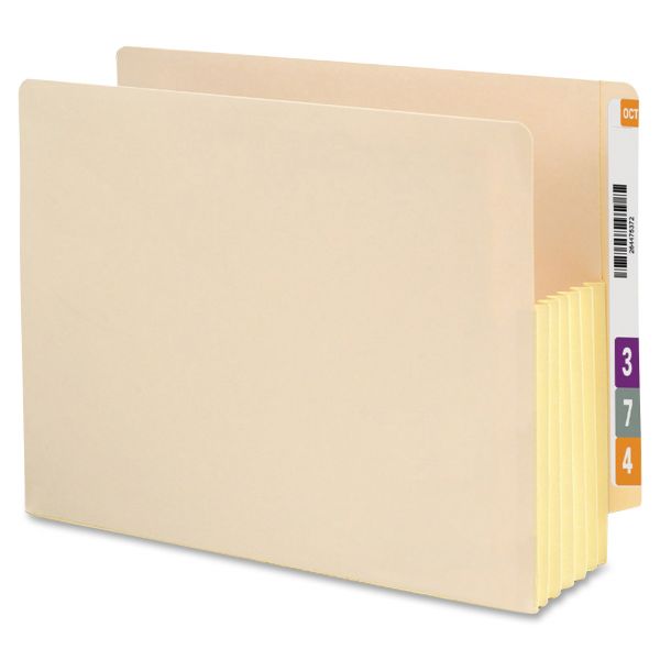 SMD75174 Smead 5 1/4" Exp End Tab File Pockets with Tyvek, Letter, Manila, 10/Box