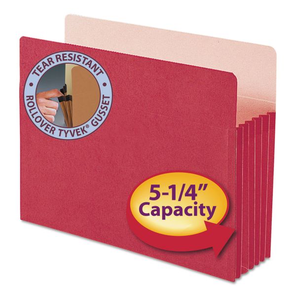 SMD73241 Smead 5 1/4" Exp Colored File Pocket, Straight Tab, Letter, Red