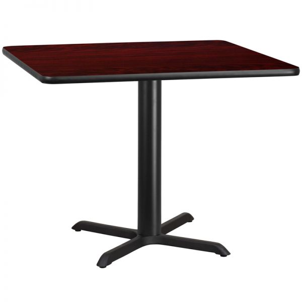 FHFXUMAHTB4242T3333GG Flash Furniture 42'' Square Mahogany Laminate Table Top with 33'' x 33'' Table Height Base