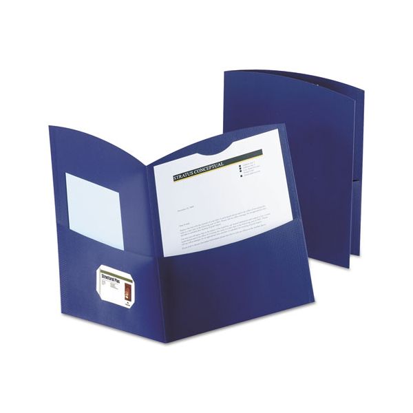 OXF5062523 Oxford Contour Two-Pocket Recycled Paper Folder, 100-Sheet Capacity, Dark Blue, 25/Box