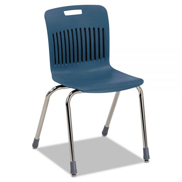 VIRAN18BLU51CRM Virco Analogy Ergonomic Stack Chair, Navy/Chrome, 4/Carton