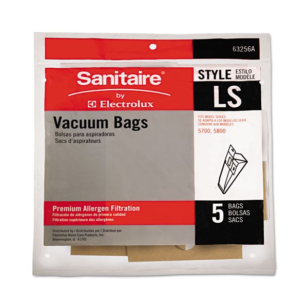 EUR63256A10 Eureka Commercial Upright Vacuum Cleaner Replacement Bags, Style LS, 5/Pack