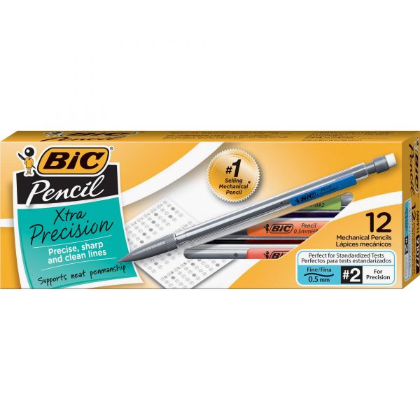 BICMPF11 BIC Xtra-Precision Mechanical Pencil, .5mm, Clear, Dozen