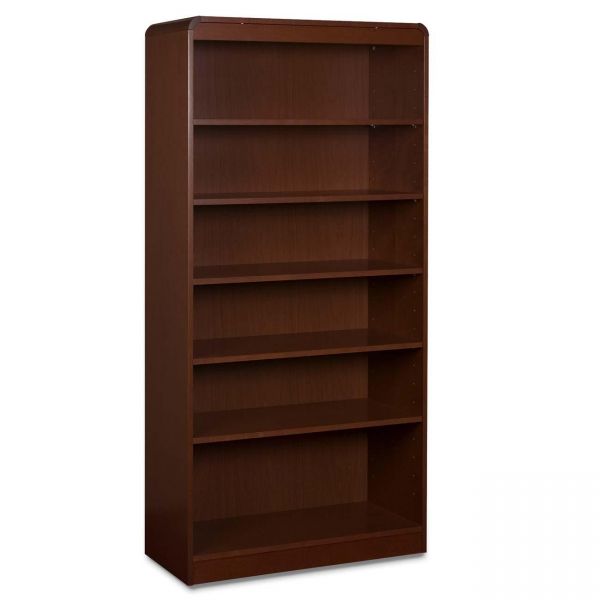 LLR60079 Lorell Radius 6-Shelf Hardwood Veneer Bookcase