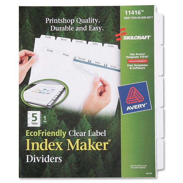 NSN6006977 Avery EcoFriendly Clear Label Index Maker Dividers