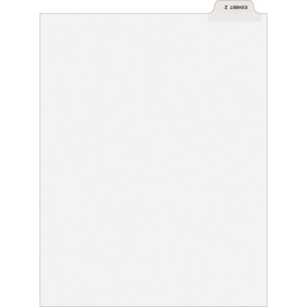 AVE12399 Avery-Style Preprinted Legal Bottom Tab Dividers, Exhibit Z, Letter, 25/Pack