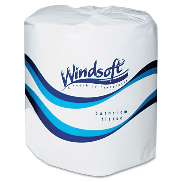 WIN2400 Windsoft Single Roll Two Ply Premium Bath Tissue, 24 Rolls/Carton