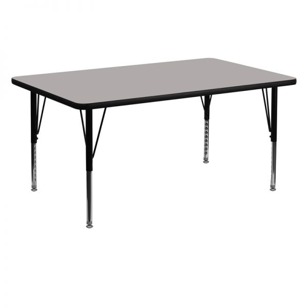 FHFXUA3060RECGYHPGG Flash Furniture 30''W x 60''L Rectangular Activity Table with 1.25'' Thick High Pressure Grey Laminate Top and Height Adjustable Preschool Legs