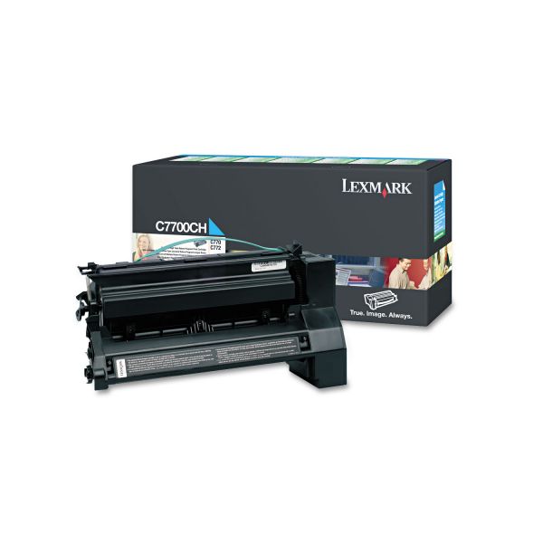 LEXC7700CH Lexmark C7700CH High-Yield Toner, 10000 Page-Yield, Cyan