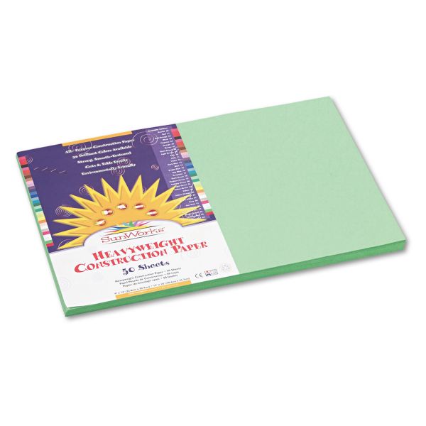 PAC8107 SunWorks Construction Paper, 58 lbs., 12 x 18, Light Green, 50 Sheets/Pack