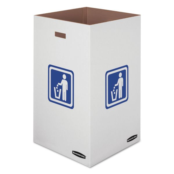 FEL7320201 Bankers Box Waste and Recycling Bin, 50 gal, 18" x 18" x 36 3/8", White, 10/Carton