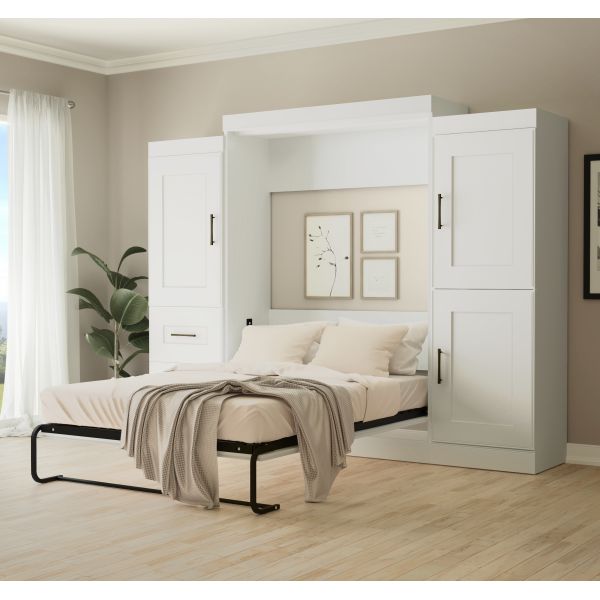 Bestar Edge by Bestar Full Wall Bed with two 25" Storage Units in White