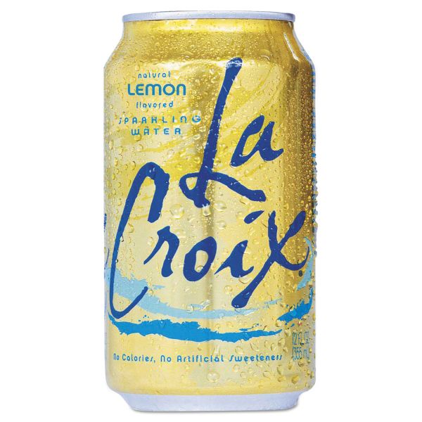 LCX21239 LaCroix Sparkling Water, Lemon, 12 oz Can, 24/Carton