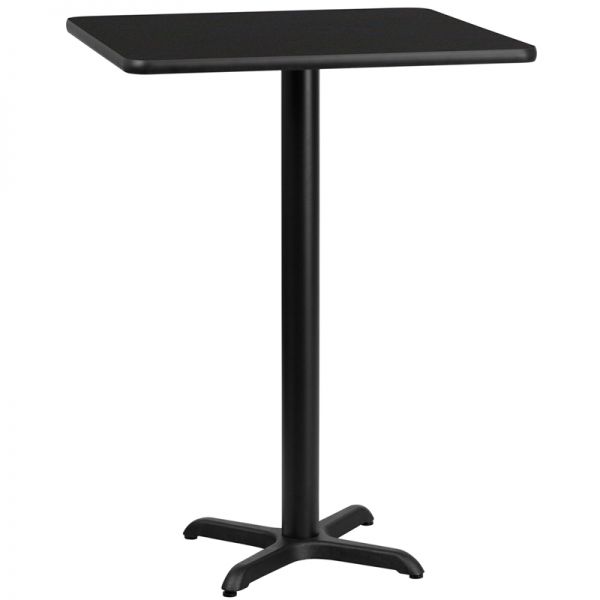 FHFXUBLKTB3030T2222BGG Flash Furniture 30'' Square Black Laminate Table Top with 22'' x 22'' Bar Height Table Base