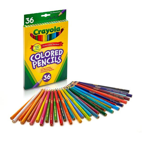 CYO684036 Crayola Short Barrel Colored Woodcase Pencils, 3.3 mm, 36 Assorted Colors/Set