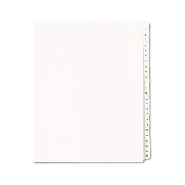 AVE01701 Avery Allstate-Style Legal Exhibit Side Tab Dividers, 25-Tab, 1-25, Letter, White