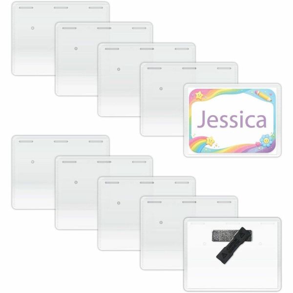 C-Line Magnetic Name Badge Holder Kit, Horizontal, 4w x 3h, Clear