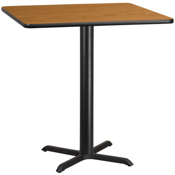 FHFXUNATTB4242T3333BGG Flash Furniture 42'' Square Natural Laminate Table Top with 33'' x 33'' Bar Height Table Base