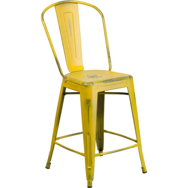FHFET353424YLGG Flash Furniture 24'' High Metal Indoor-Outdoor Counter Height Stool with Back
