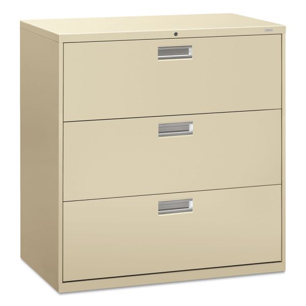 HON693LL HON 600 Series Three-Drawer Lateral File, Letter/Legal/A4, 42w x 19-1/4d, Putty