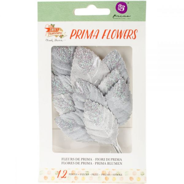 NOTM425479 Sweet Peppermint Glittered Leaf Stems