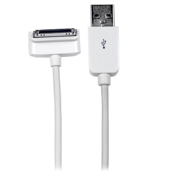 SYNX3446017 StarTech.com 1m (3 ft) Down Angle Apple? 30-pin Dock Connector to USB Cable for iPhone / iPod / iPad with Stepped Connector