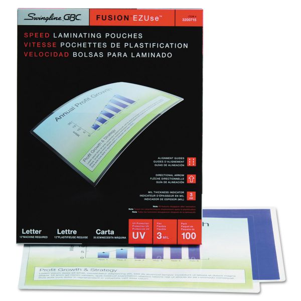 SWI3200715 Swingline GBC EZUse Thermal Laminating Pouches, 3 mil, 11 1/2 x 9, 100/Box