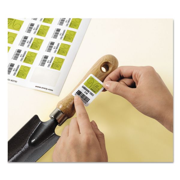 AVE22828 Avery Removable Durable White Rectangle Labels, 1 1/4 x 1 3/4, Glossy, 256/PK