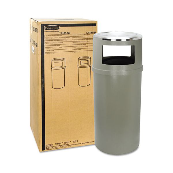 RCP818288BEI Rubbermaid Commercial Ash/Trash Classic Container w/o Doors, Round, 25gal, Beige