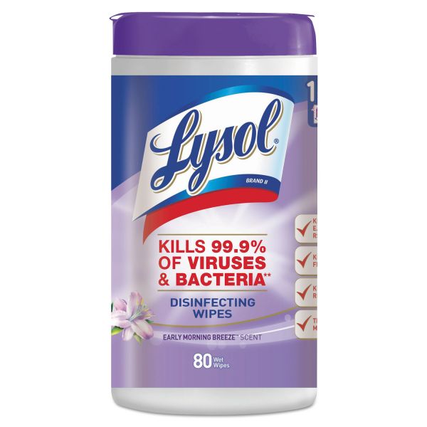 RAC89347 LYSOL Brand Disinfecting Wipes, Early Morning Breeze, 7 x 8, 80/Canister