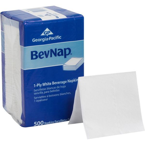 GPC96019 Georgia Pacific Professional Beverage Napkins, Single-Ply, 9 1/2 x 9 1/2, White, 4000/Carton