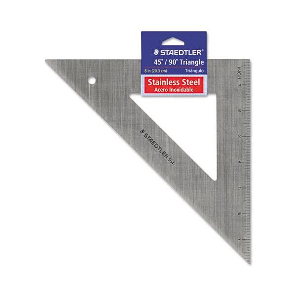 Staedtler Triangle Protractor, 8" Ruler Edge/45°, Stainless Steel