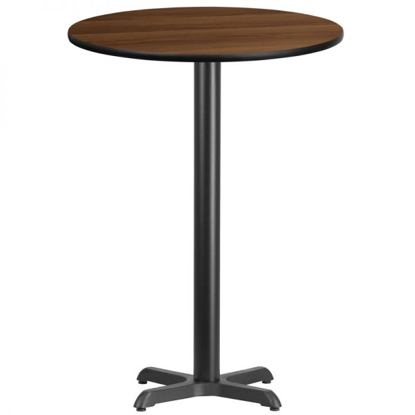 FHFXURD30WALTBT2222BGG Flash Furniture 30'' Round Walnut Laminate Table Top with 22'' x 22'' Bar Height Table Base